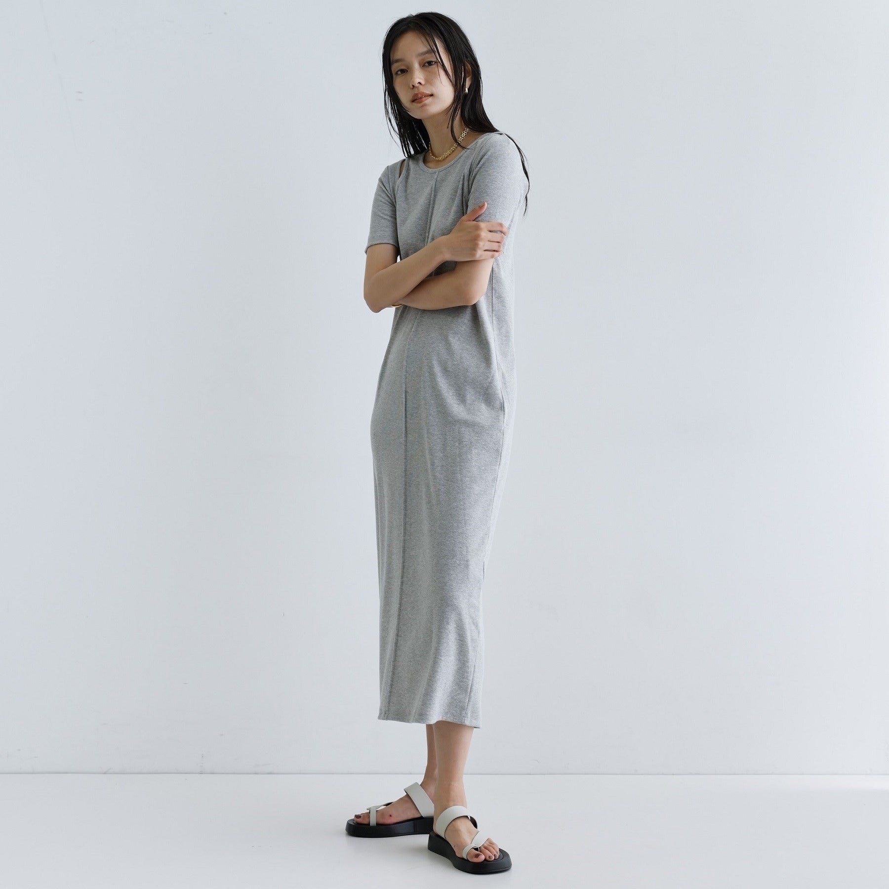ギャレスト GALLEST 【一部店舗限定】リブカットソーワンピース （ブラック(019)） ブラック(019)