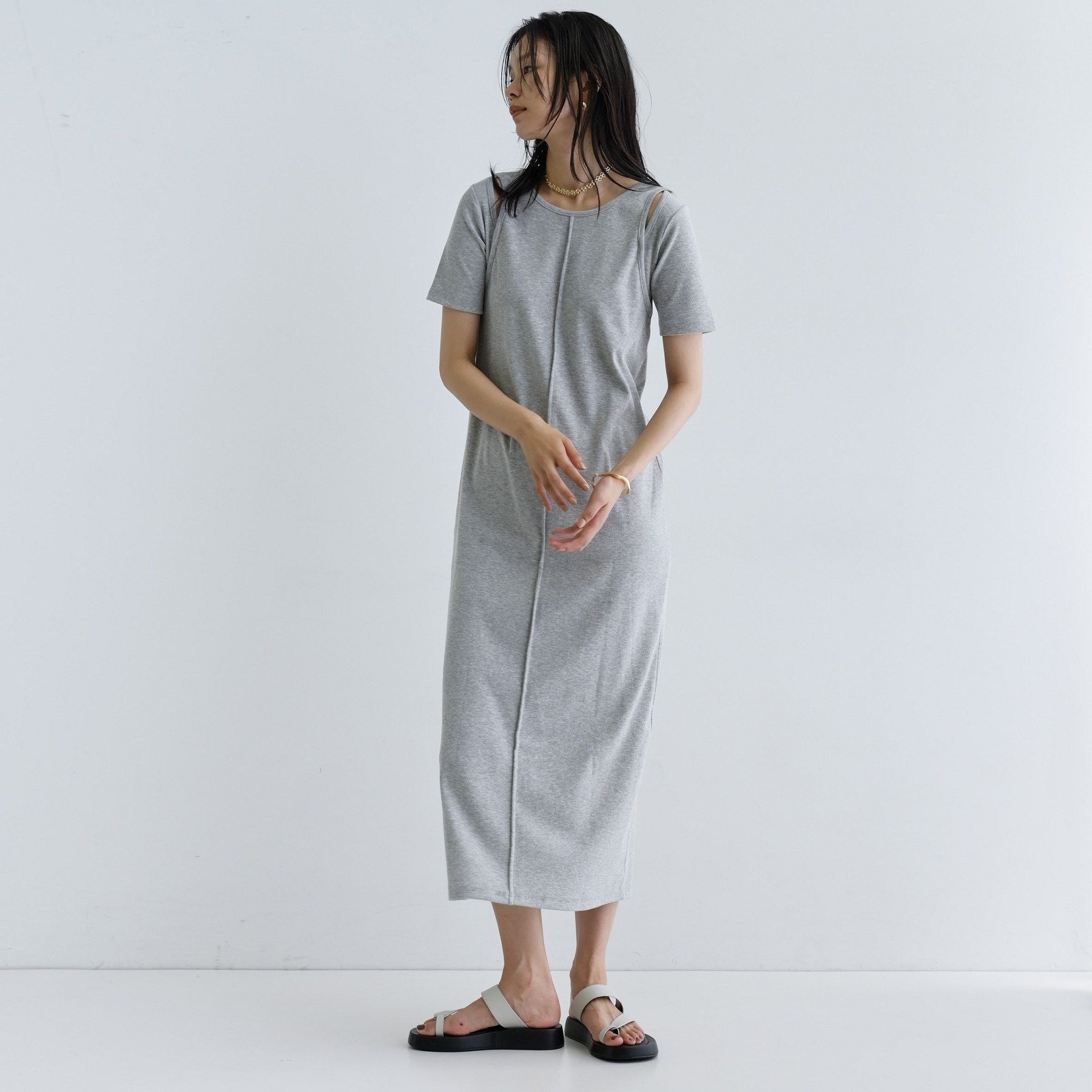 ギャレスト GALLEST 【一部店舗限定】リブカットソーワンピース （ブラック(019)） ブラック(019)