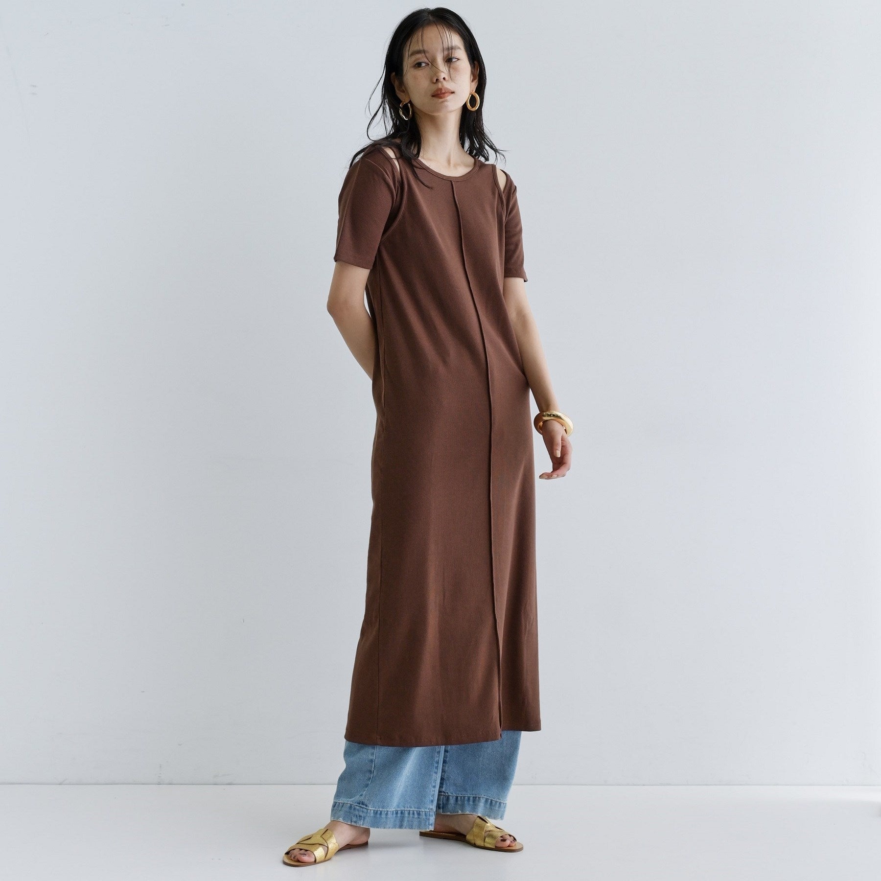 ギャレスト GALLEST 【一部店舗限定】リブカットソーワンピース （ブラック(019)） ブラック(019)