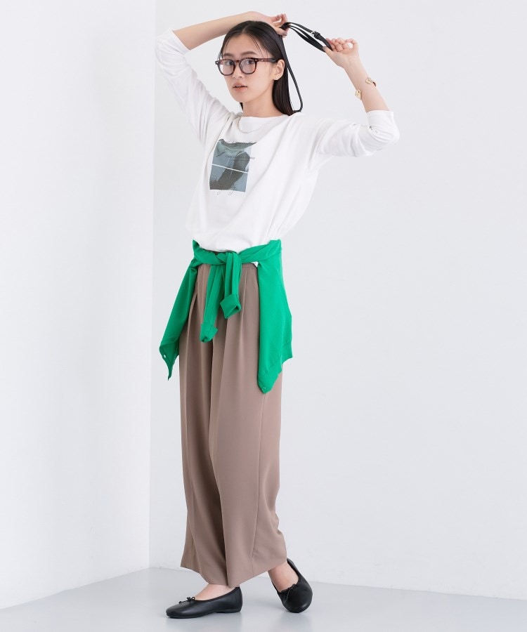インディヴィ INDIVI 【接触冷感／UVケア】プリントフォトロングTシャツ （ホワイト(001)） ホワイト(001)