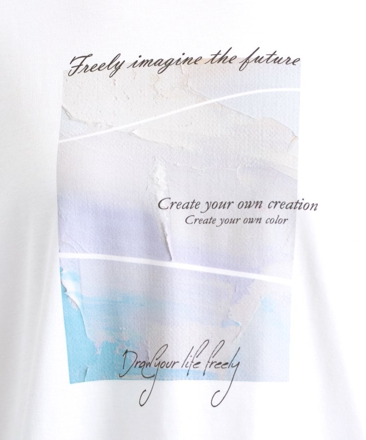 インディヴィ INDIVI 【接触冷感／UVケア】プリントフォトロングTシャツ （ホワイト(001)） ホワイト(001)