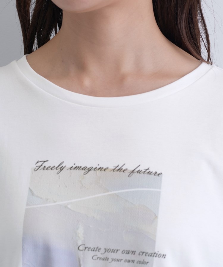 インディヴィ INDIVI 【接触冷感／UVケア】プリントフォトロングTシャツ （ホワイト(001)） ホワイト(001)