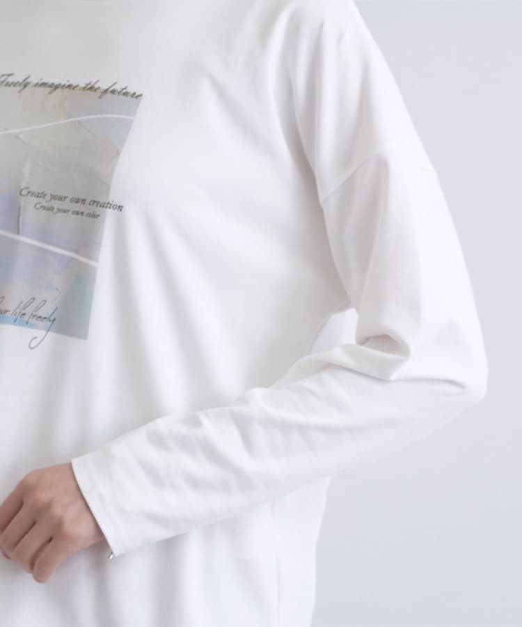 インディヴィ INDIVI 【接触冷感／UVケア】プリントフォトロングTシャツ （ホワイト(001)） ホワイト(001)