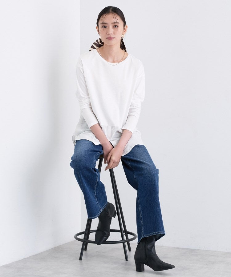 インディヴィ INDIVI 【コットン】シャツ切り替えカットソー （オフホワイト(503)） オフホワイト(503)