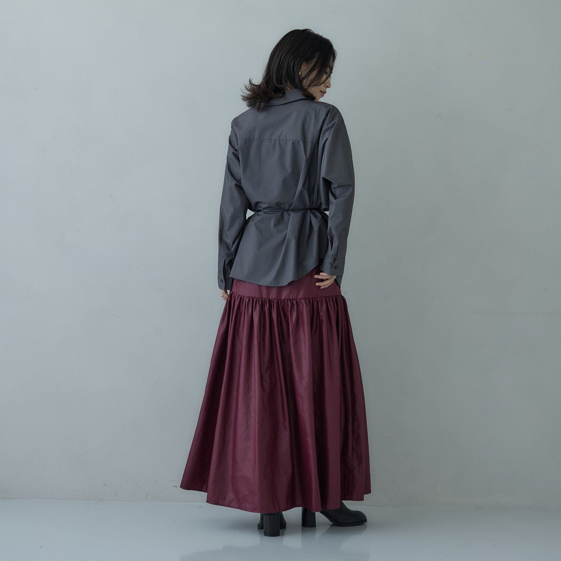 ギャレスト GALLEST レザーライクマキシスカート （ボルドー(064)） ボルドー(064)