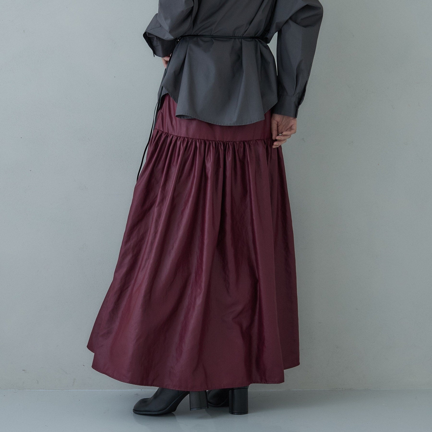 ギャレスト GALLEST レザーライクマキシスカート （ボルドー(064)） ボルドー(064)
