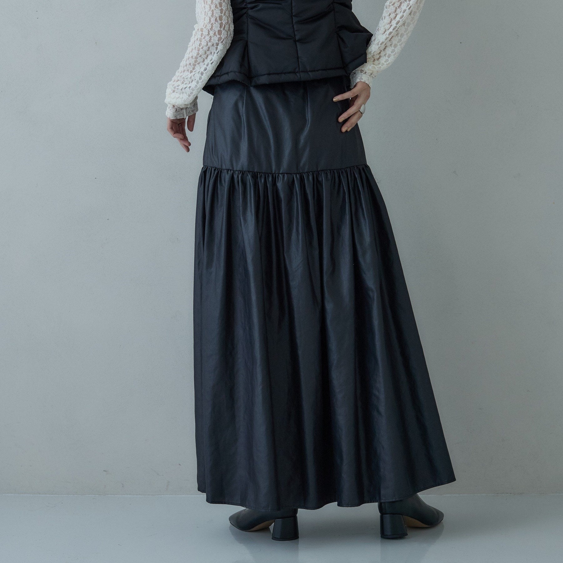 ギャレスト GALLEST レザーライクマキシスカート （ボルドー(064)） ボルドー(064)