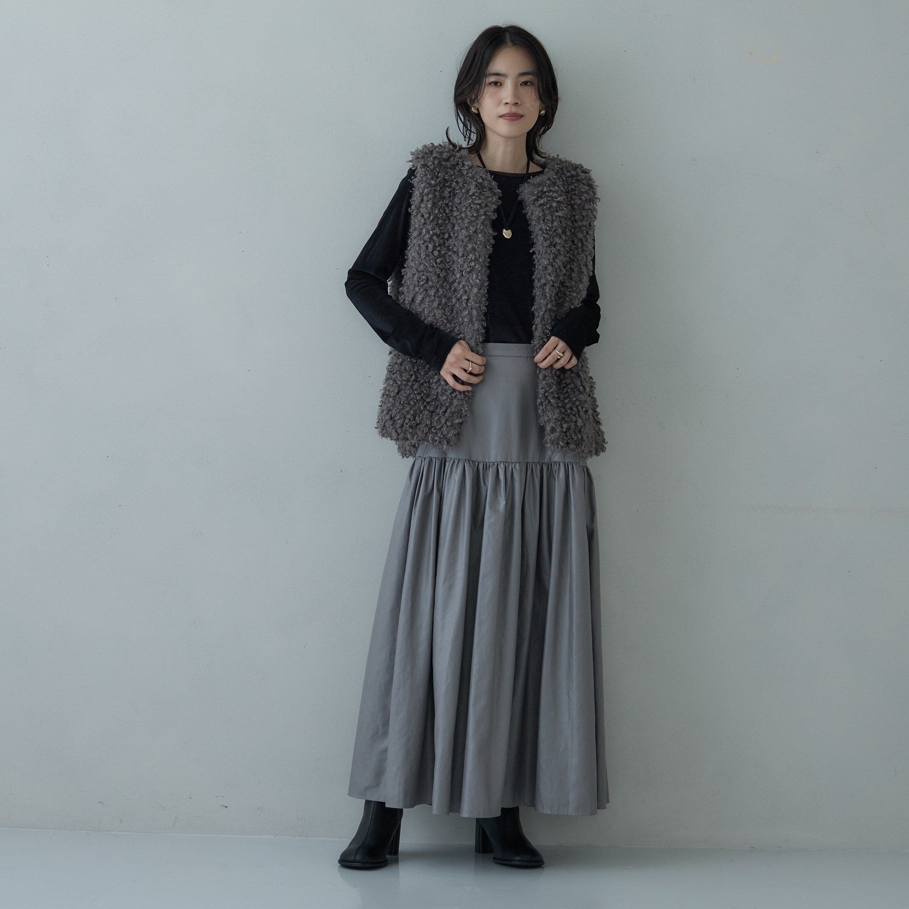 ギャレスト GALLEST レザーライクマキシスカート （ボルドー(064)） ボルドー(064)