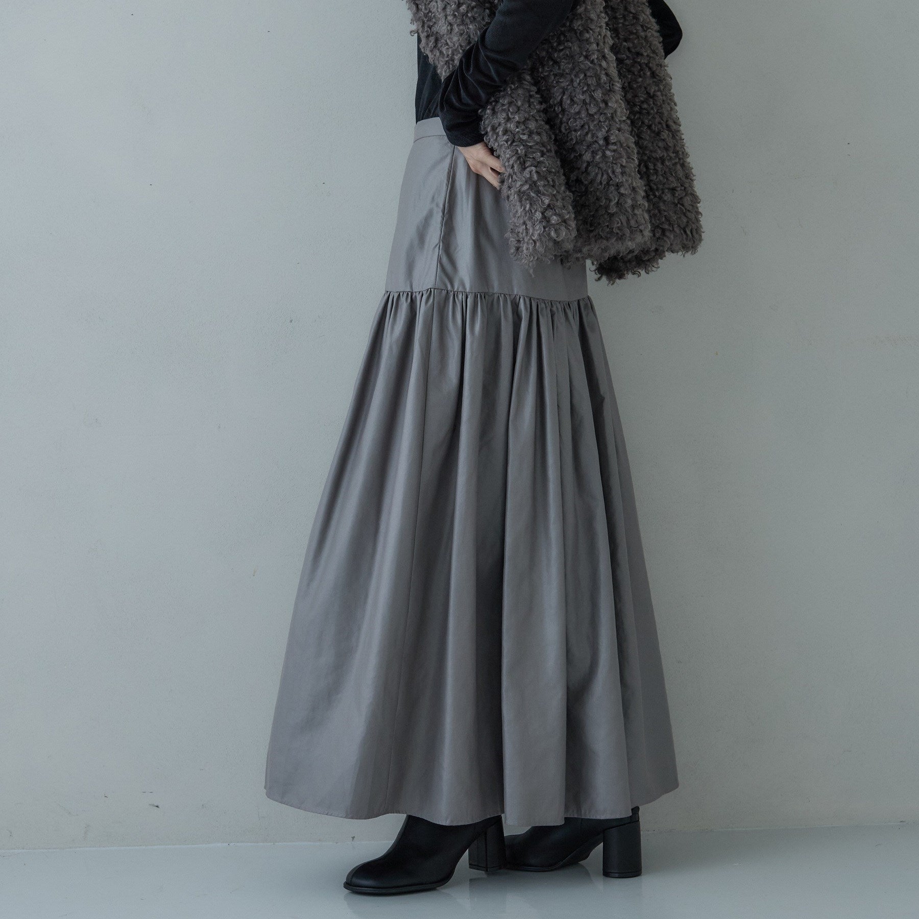 ギャレスト GALLEST レザーライクマキシスカート （ボルドー(064)） ボルドー(064)