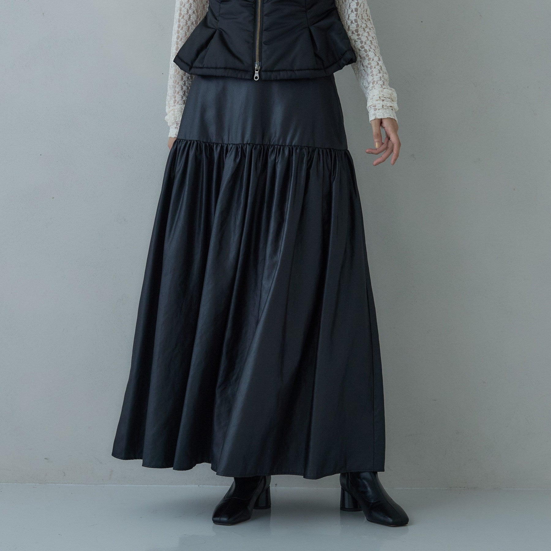 ギャレスト GALLEST レザーライクマキシスカート （ブラック(019)） ブラック(019)