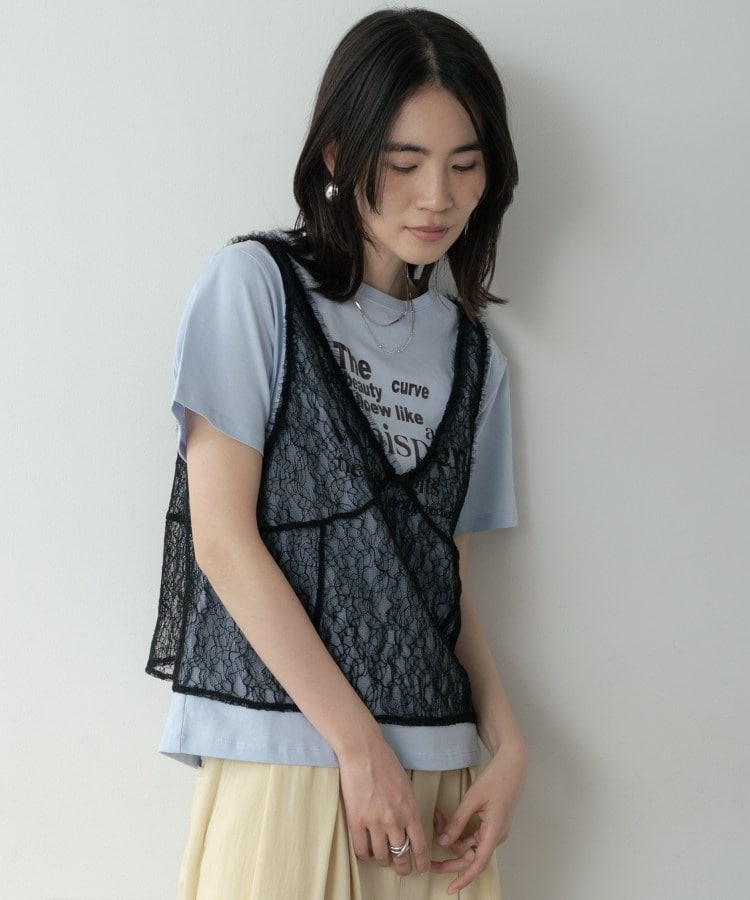 ギャレスト GALLEST メッセージプリントクルーネックTシャツ （サックスブルー(090)） サックスブルー(090)