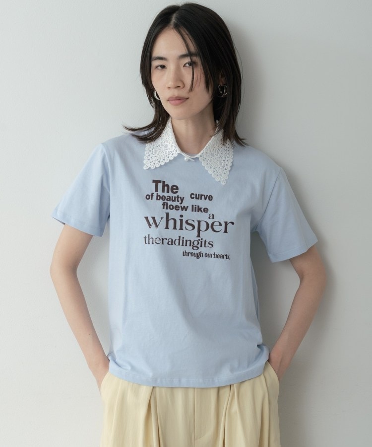 ギャレスト GALLEST メッセージプリントクルーネックTシャツ （サックスブルー(090)） サックスブルー(090)