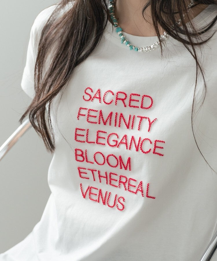 ギャレスト GALLEST 刺繍フレーズTシャツ （ラベンダー(180)） ラベンダー(180)