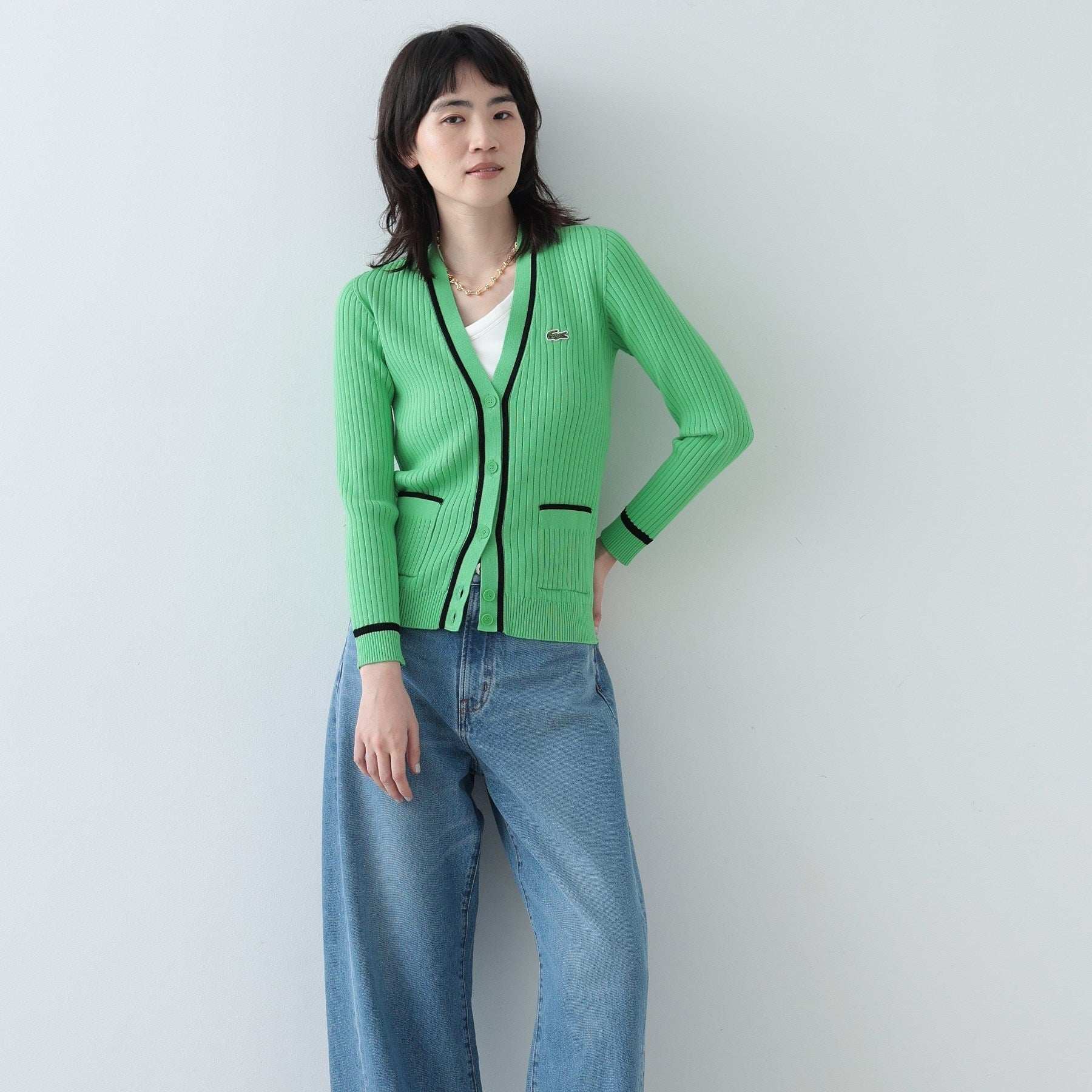 GALLEST 【LACOSTE】 Rib Cardigan