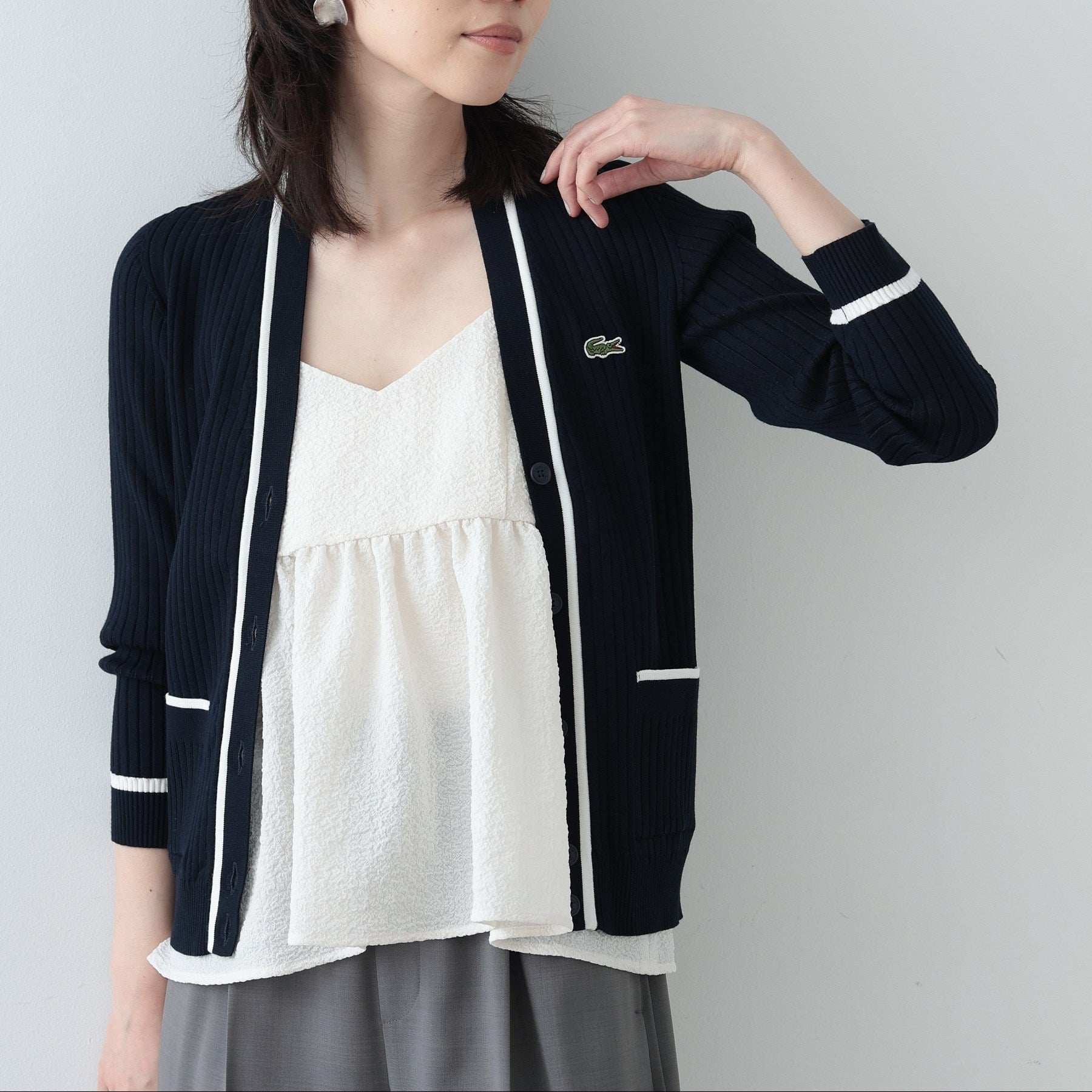 GALLEST 【LACOSTE】 Rib Cardigan