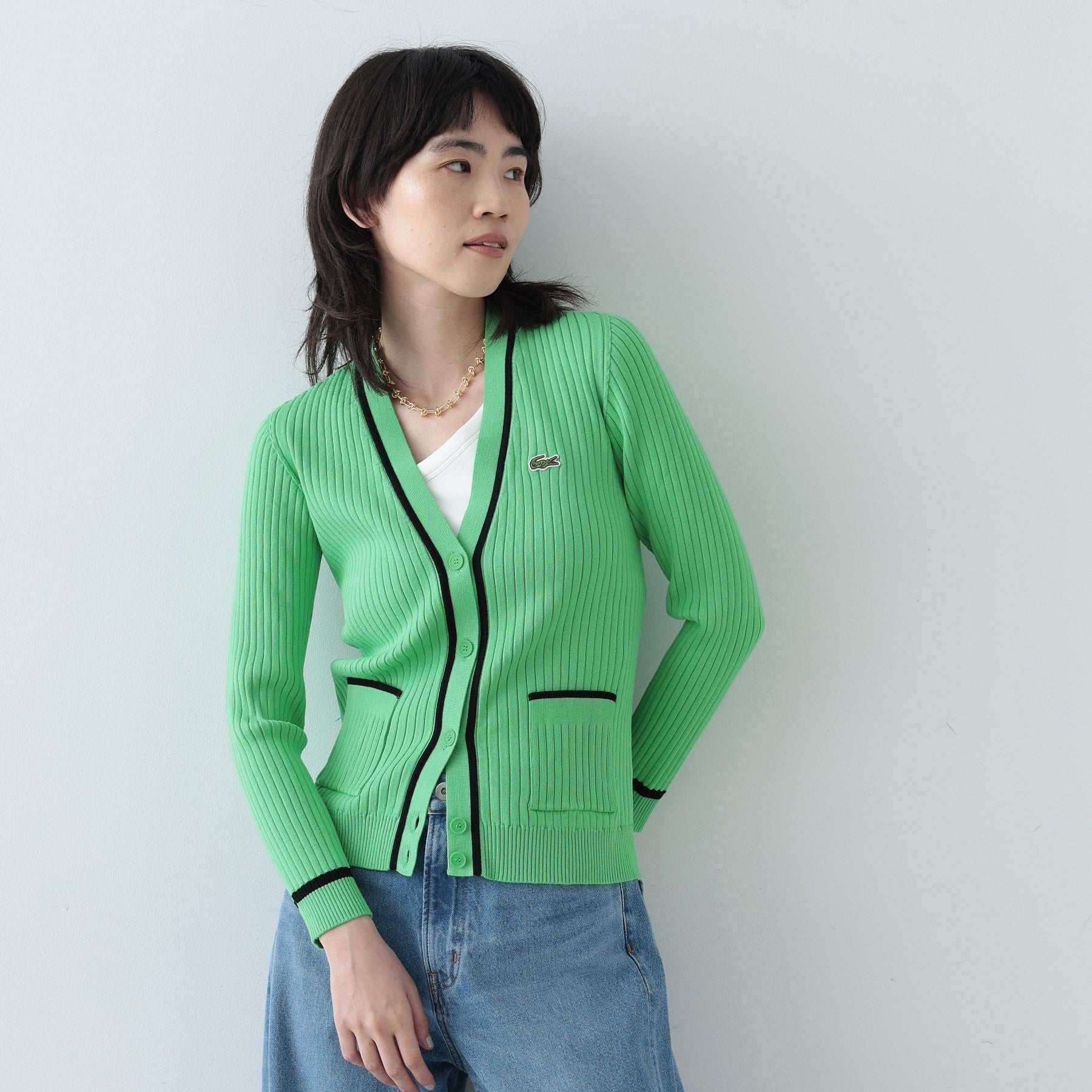 GALLEST 【LACOSTE】 Rib Cardigan