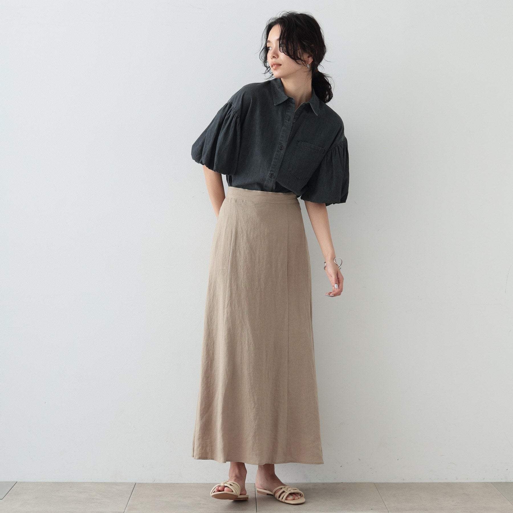 GALLEST Linen Maxi Skirt