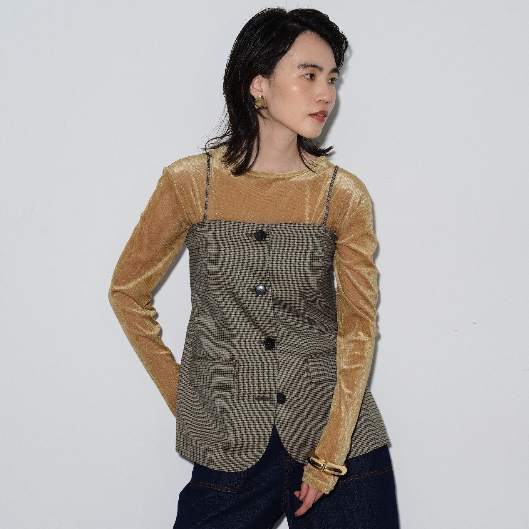 GALLEST Gallett Bear Top Check Gilet