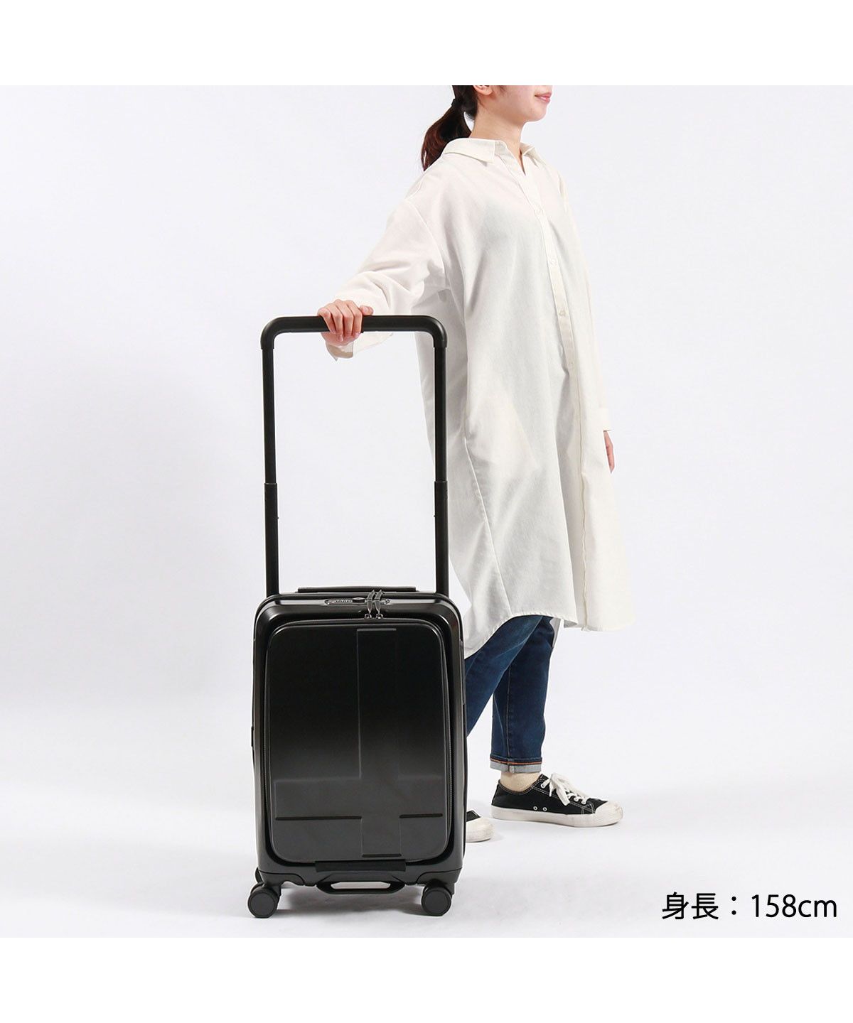 【正規品2年保証】スーツケース 機内持ち込み Sサイズ キャリーケース ストッパー ファスナー 静音 1～2泊 TSロック 4輪 双輪 USBポート フロントオープン 38L Cabin INV111 ブラック
