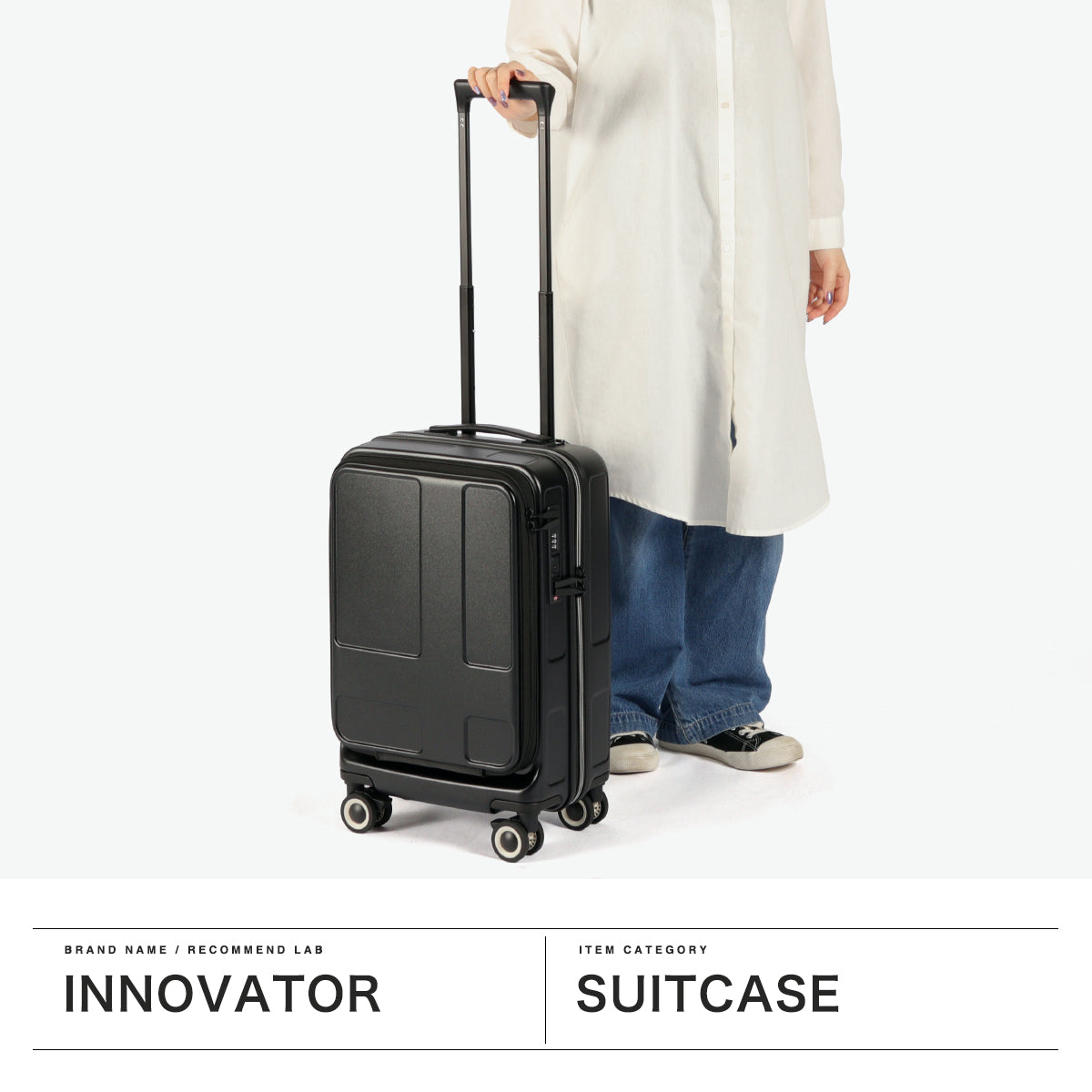 イノベーター innovator 正規品2年保証 スーツケース 機内持ち込み フロントオープン Sサイズ 軽量 軽い ストッパー ドリンクホルダー キャリーケース TSAロック 旅行 出張 3～4泊 35L Cabin IV-18 （Ash） Ash