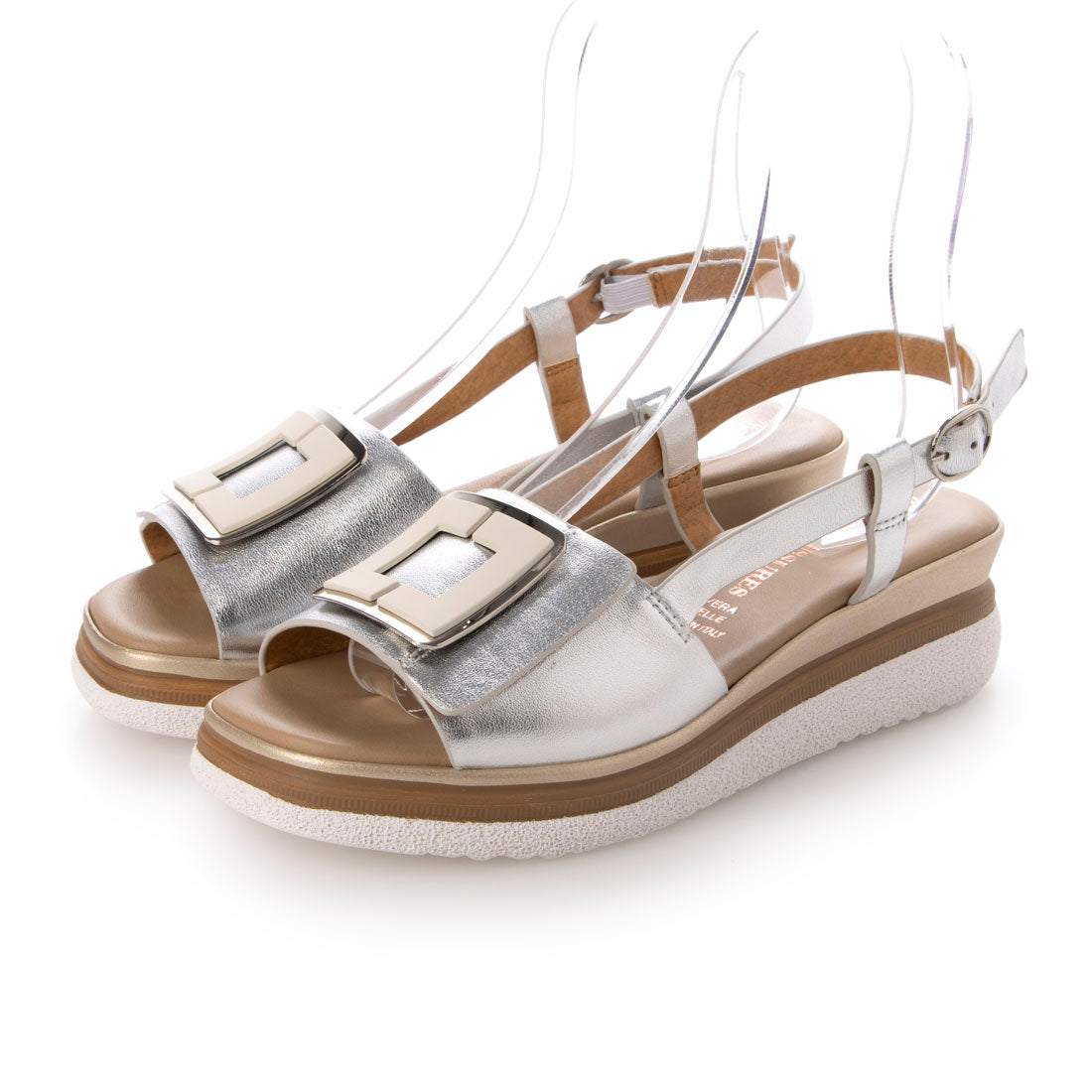 インターショシュール INTER-CHAUSSURES バックルウエッジバックバンドサンダル （シルバー） シルバー