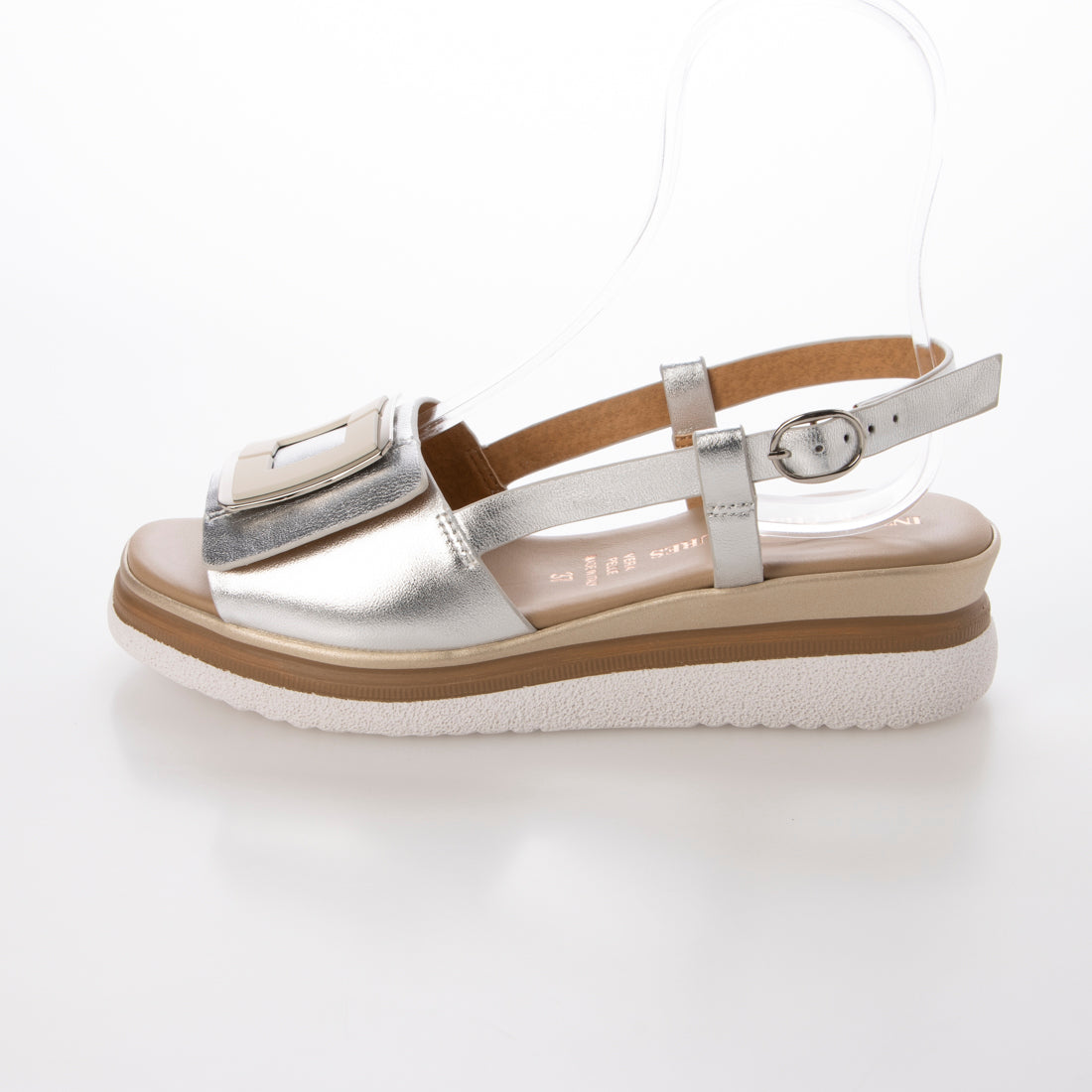 インターショシュール INTER-CHAUSSURES バックルウエッジバックバンドサンダル （シルバー） シルバー