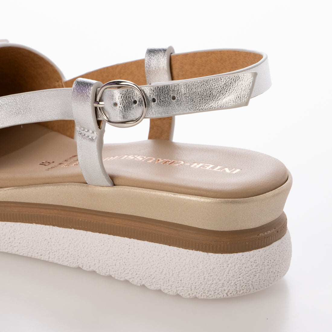 インターショシュール INTER-CHAUSSURES バックルウエッジバックバンドサンダル （シルバー） シルバー