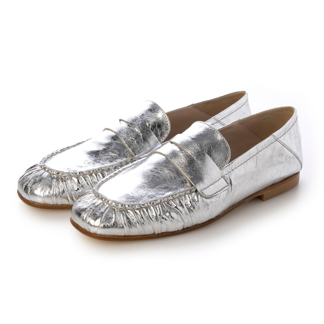 インターショシュール INTER-CHAUSSURES ラウンドトウベーシックローファー （シルバー） シルバー