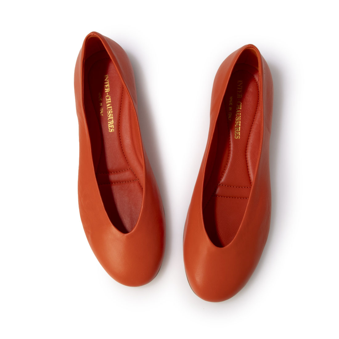 インターショシュール INTER-CHAUSSURES ラウンドトウサケットバレエシューズ （オレンジ） オレンジ
