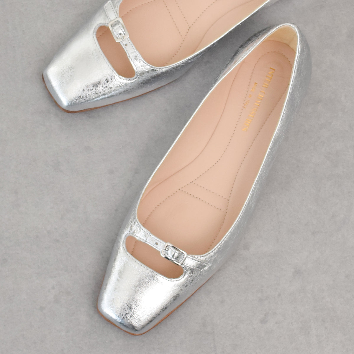 インターショシュール INTER-CHAUSSURES スクエアトウバックルサケットバレエ （シルバー） シルバー