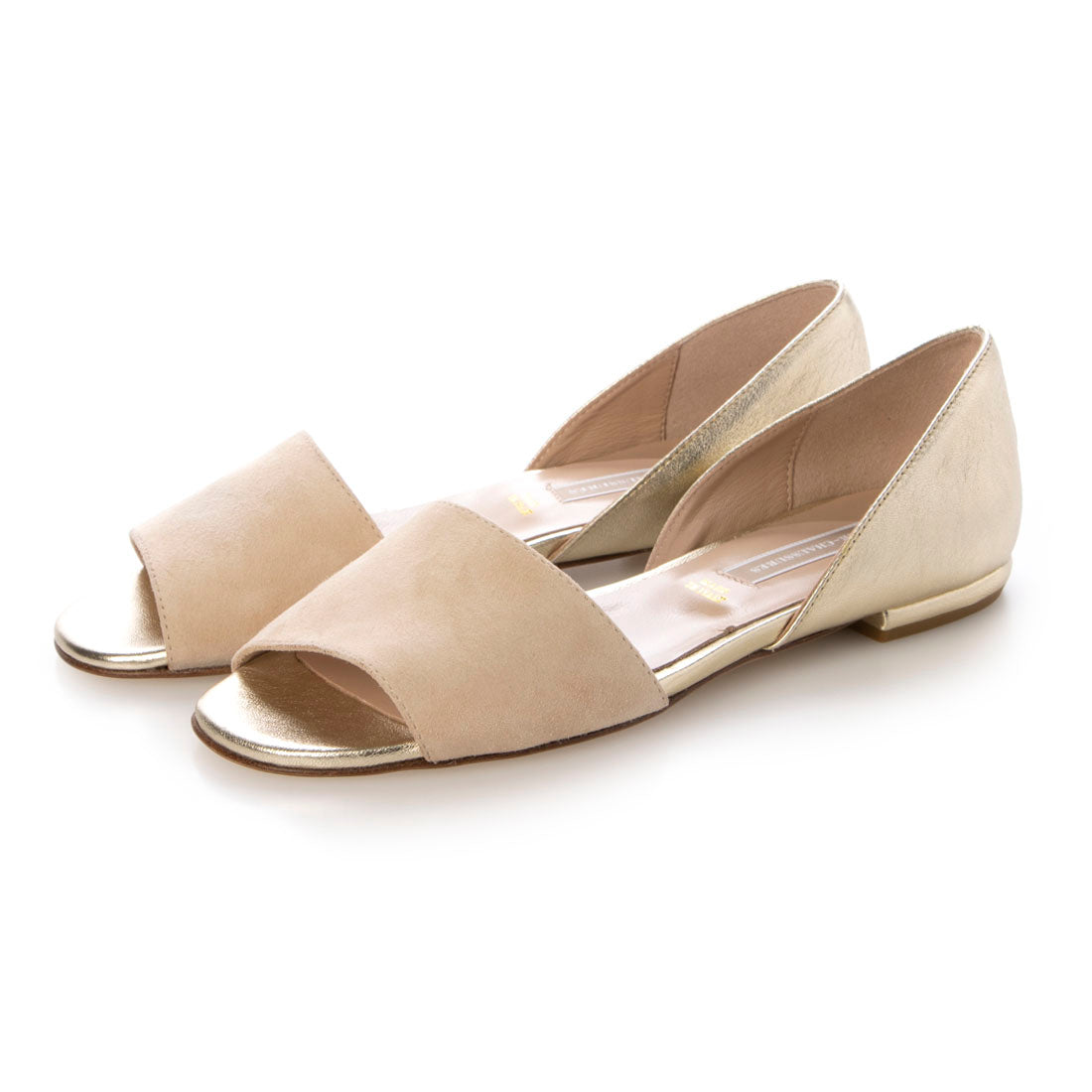 インターショシュール INTER-CHAUSSURES 異素材コンビオープントウパンプス （ベージュコンビ） ベージュコンビ
