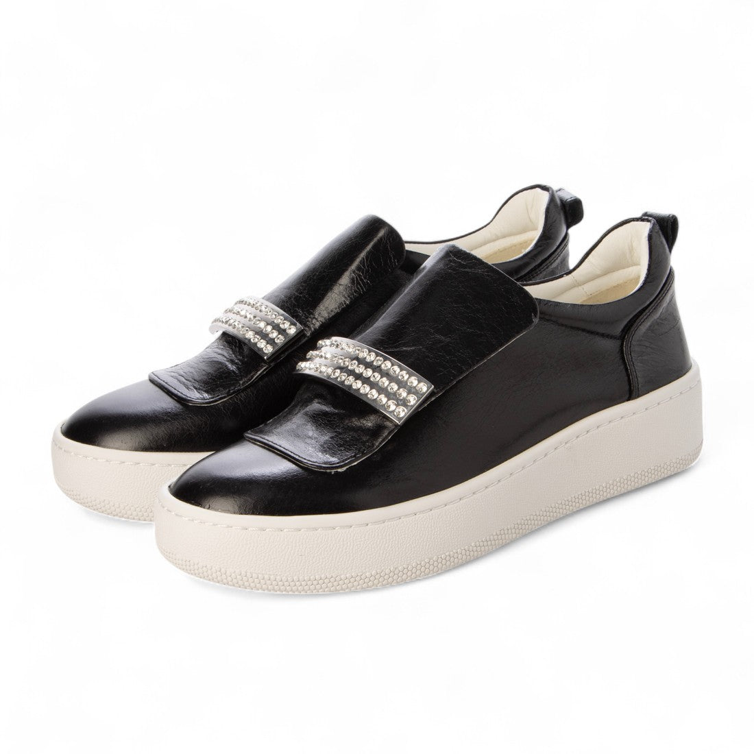 インターショシュール INTER-CHAUSSURES ビジューバックルレザースリッポン （ブラック） ブラック