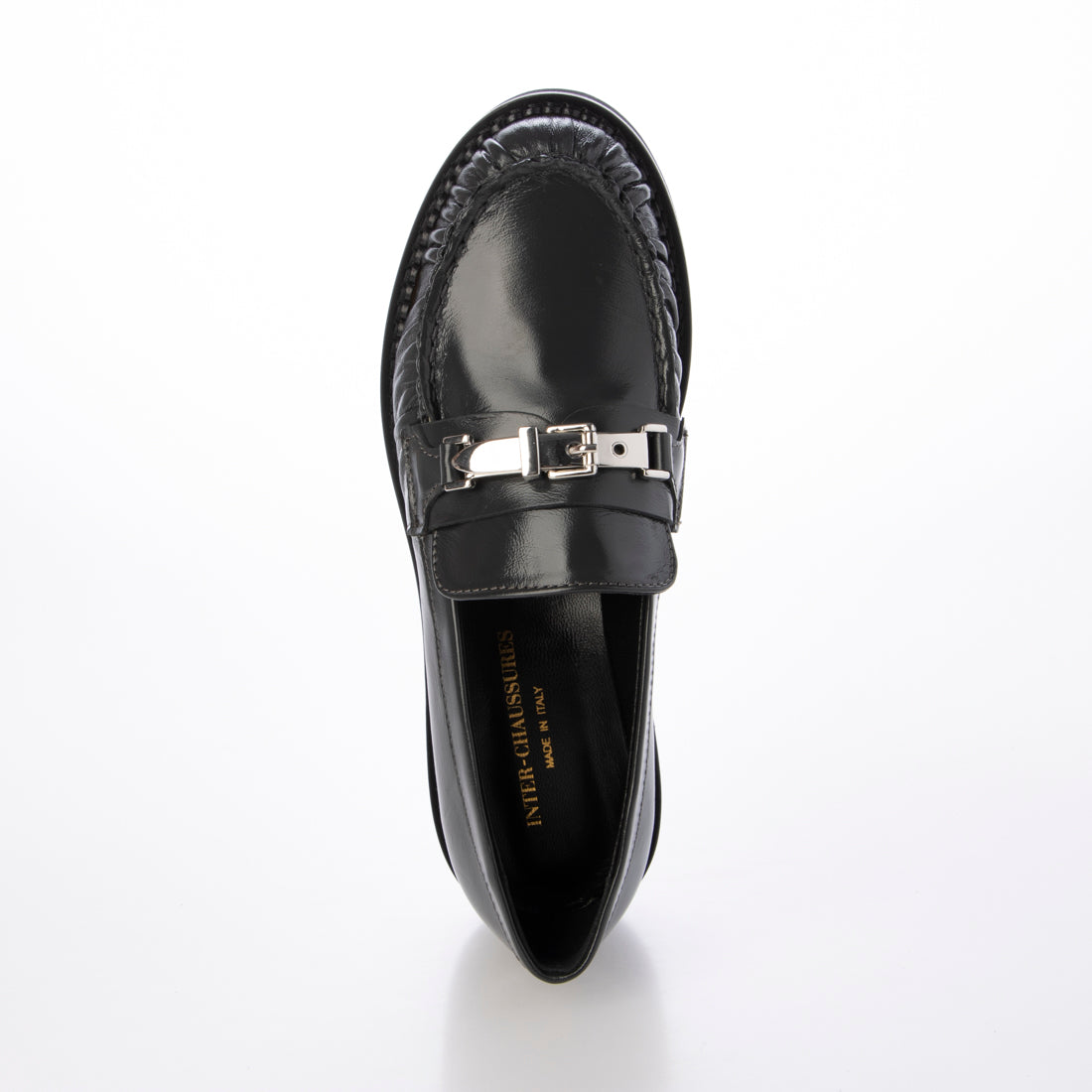 インターショシュール INTER-CHAUSSURES ラウンドトウメタルベルトローファー （グレーエナメル） グレーエナメル