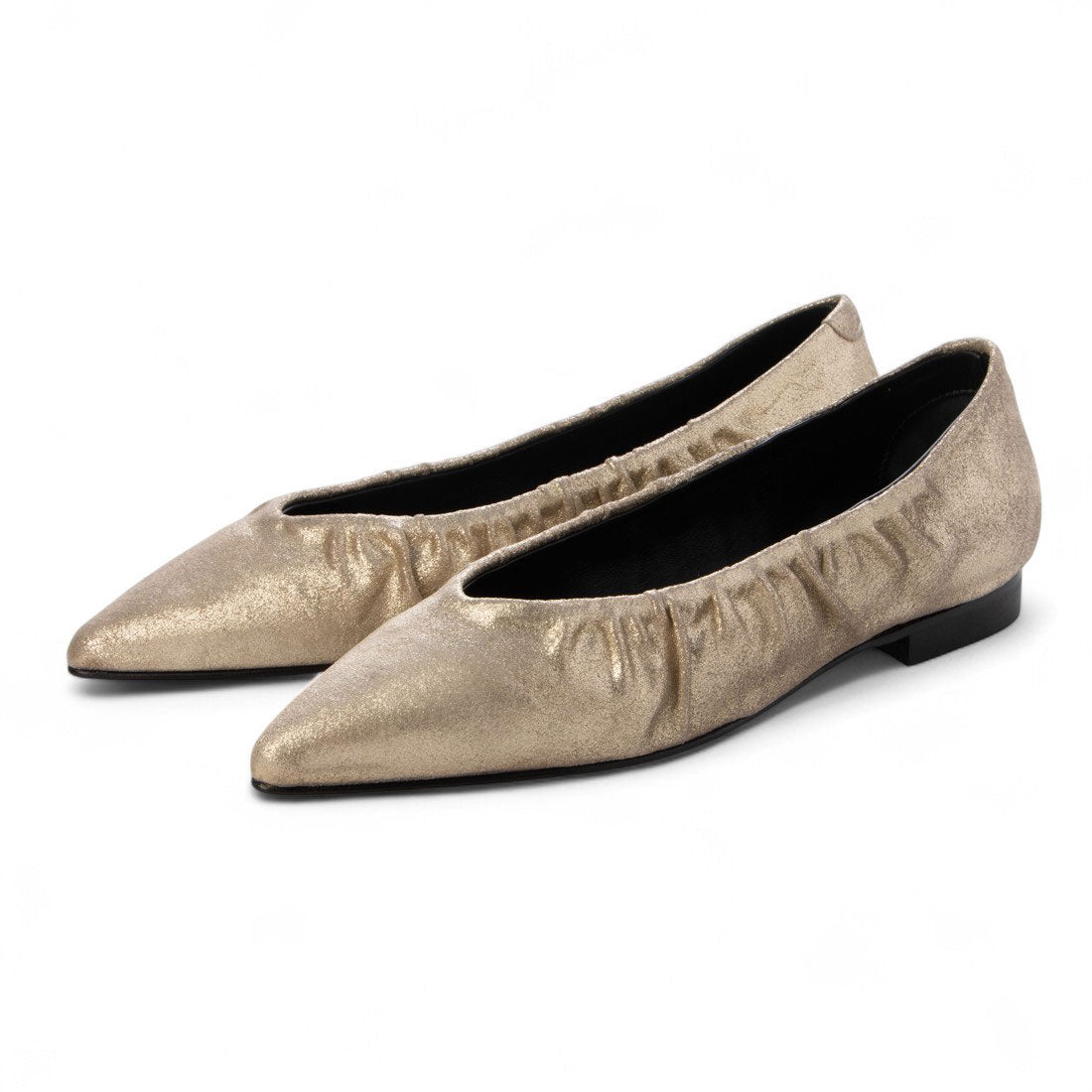 インターショシュール INTER-CHAUSSURES ポインテッドトウギャザーパンプス （ゴールド） ゴールド