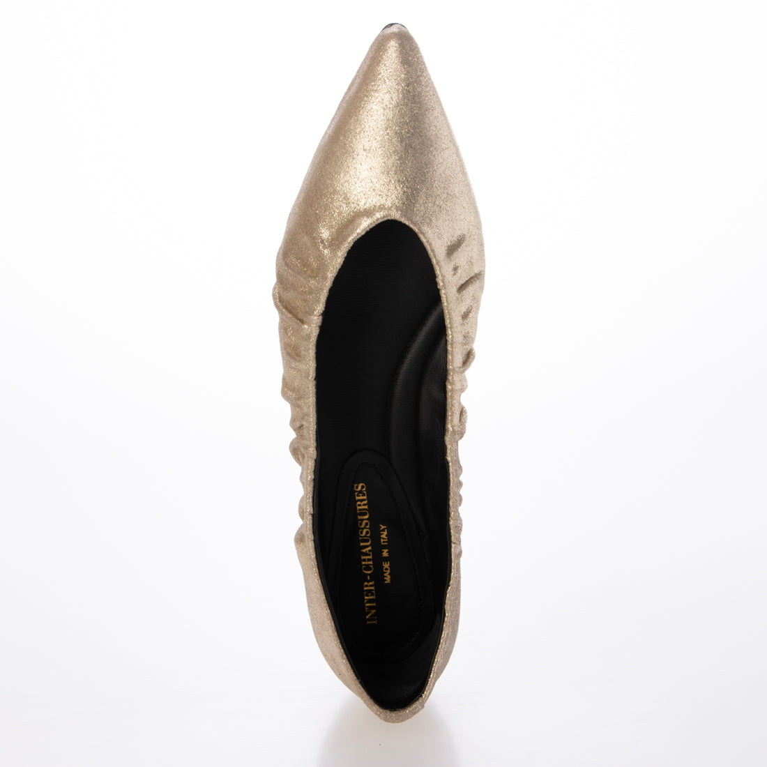 インターショシュール INTER-CHAUSSURES ポインテッドトウギャザーパンプス （ゴールド） ゴールド
