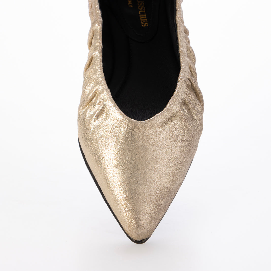 インターショシュール INTER-CHAUSSURES ポインテッドトウギャザーパンプス （ゴールド） ゴールド