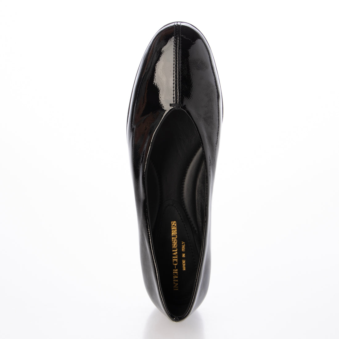 インターショシュール INTER-CHAUSSURES ラウンドトウセンターシームパンプス （ブラックエナメル） ブラックエナメル
