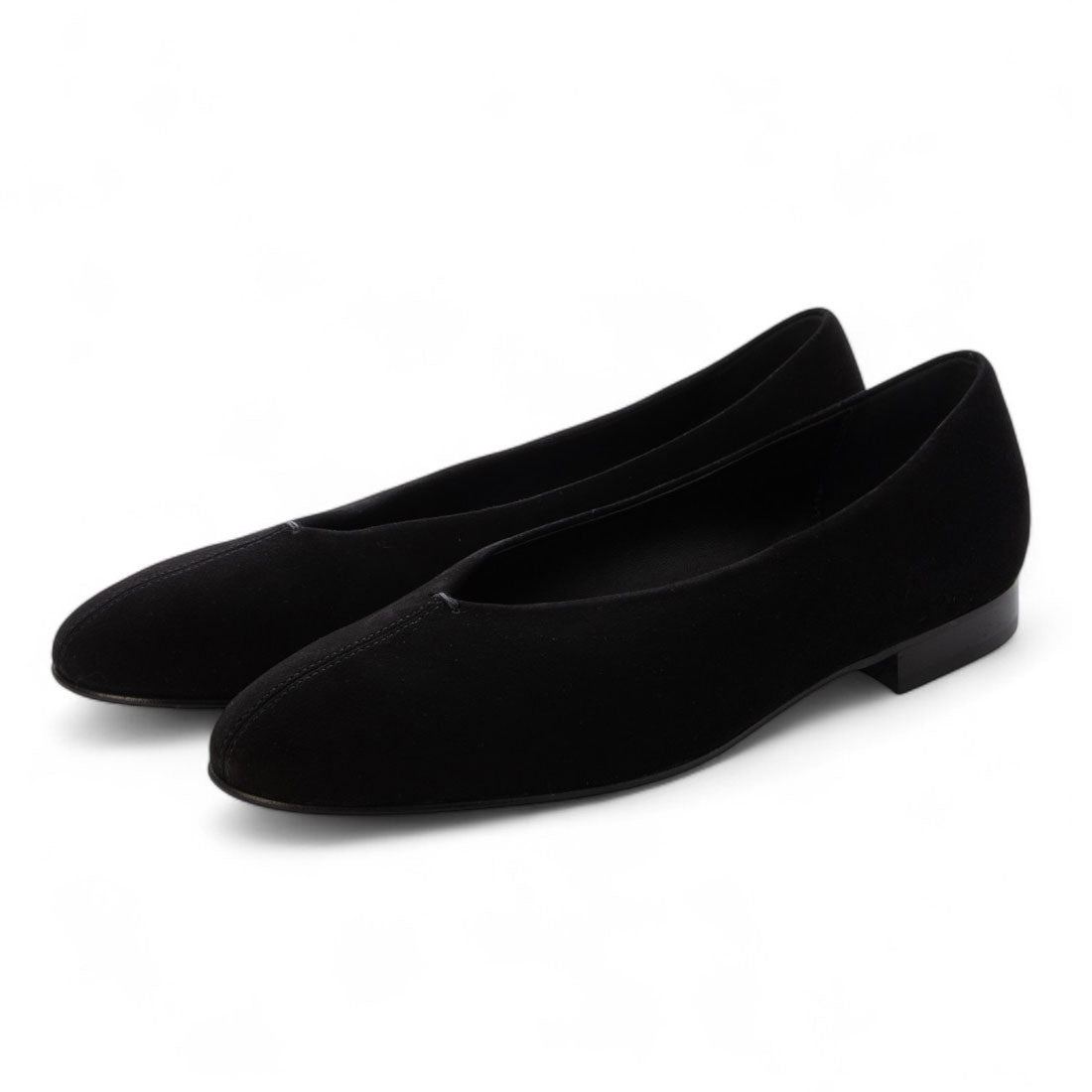 インターショシュール INTER-CHAUSSURES ラウンドトウセンターシームパンプス （ブラックスウェード） ブラックスウェード
