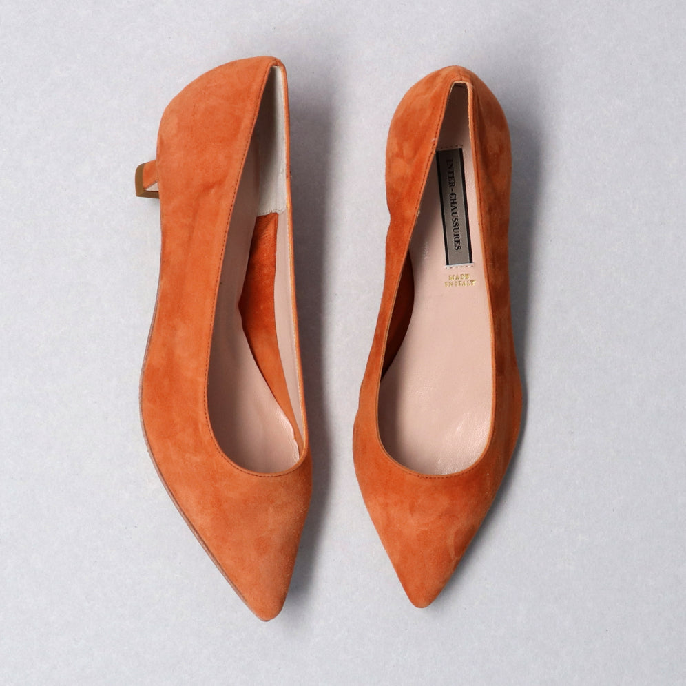 インターショシュール INTER-CHAUSSURES ポインテッドトウスエードソフトパンプス （ブラウンスウェード） ブラウンスウェード