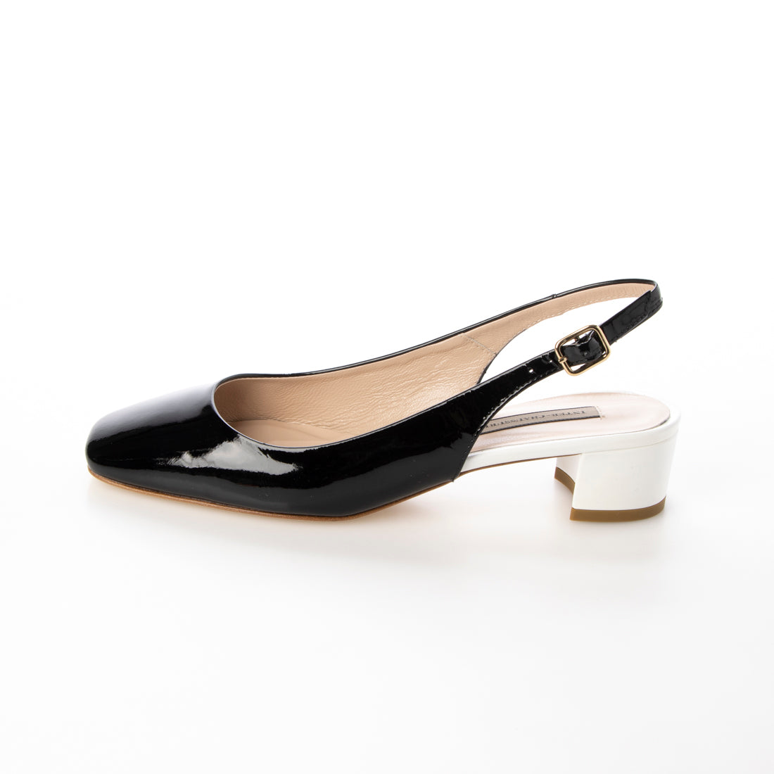 インターショシュール INTER-CHAUSSURES スクエアバックバンドバイカラーパンプス
