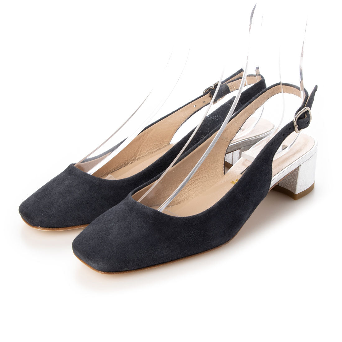 インターショシュール INTER-CHAUSSURES スクエアバックバンドバイカラーパンプス