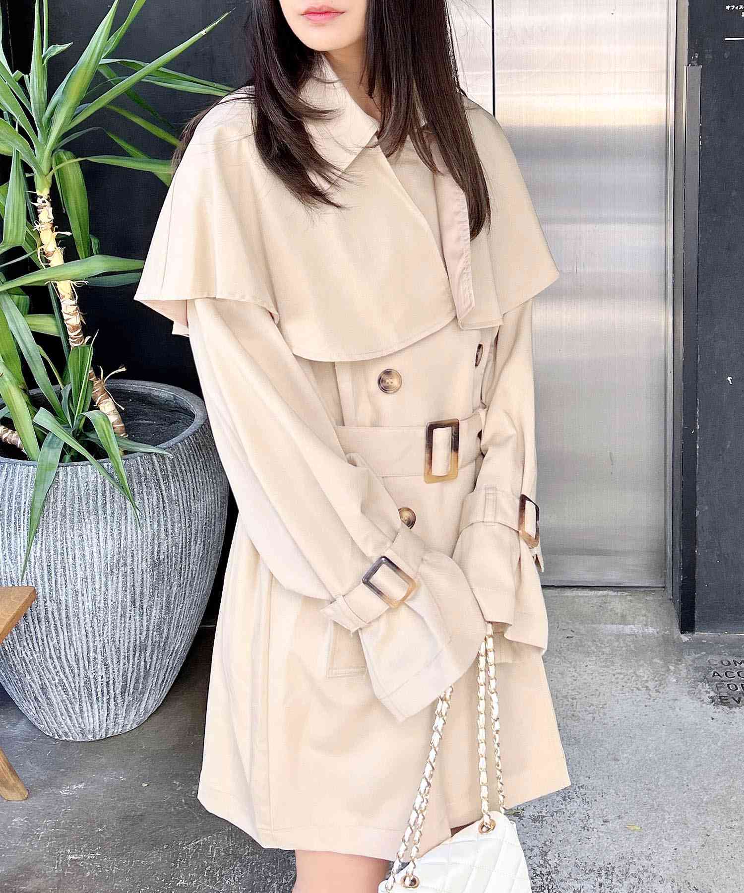 INGNI INGNI Cape Midi Length Trench Coat