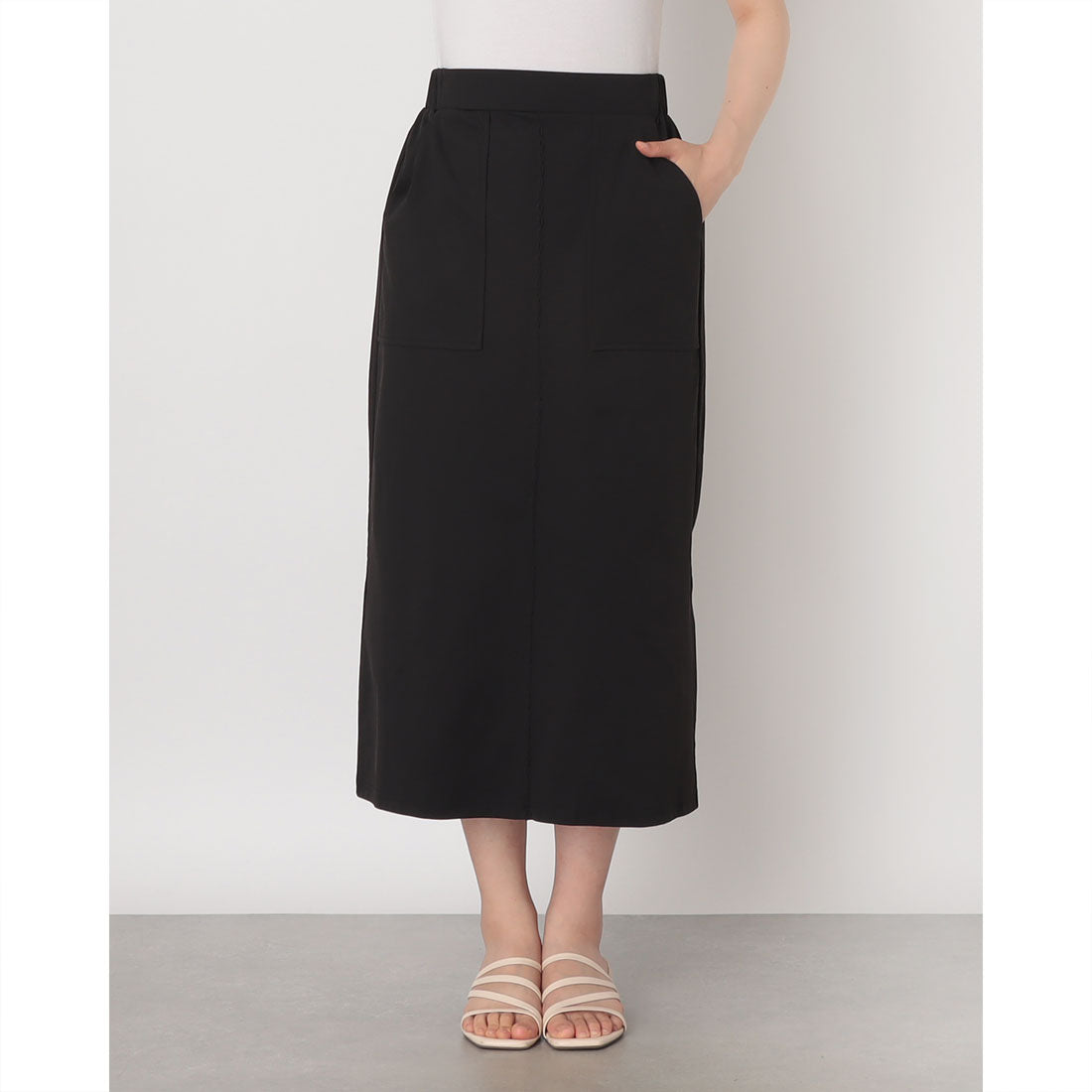 インタープラネット INTERPLANET ジャージーピンタックナロースカート （ブラック） ブラック