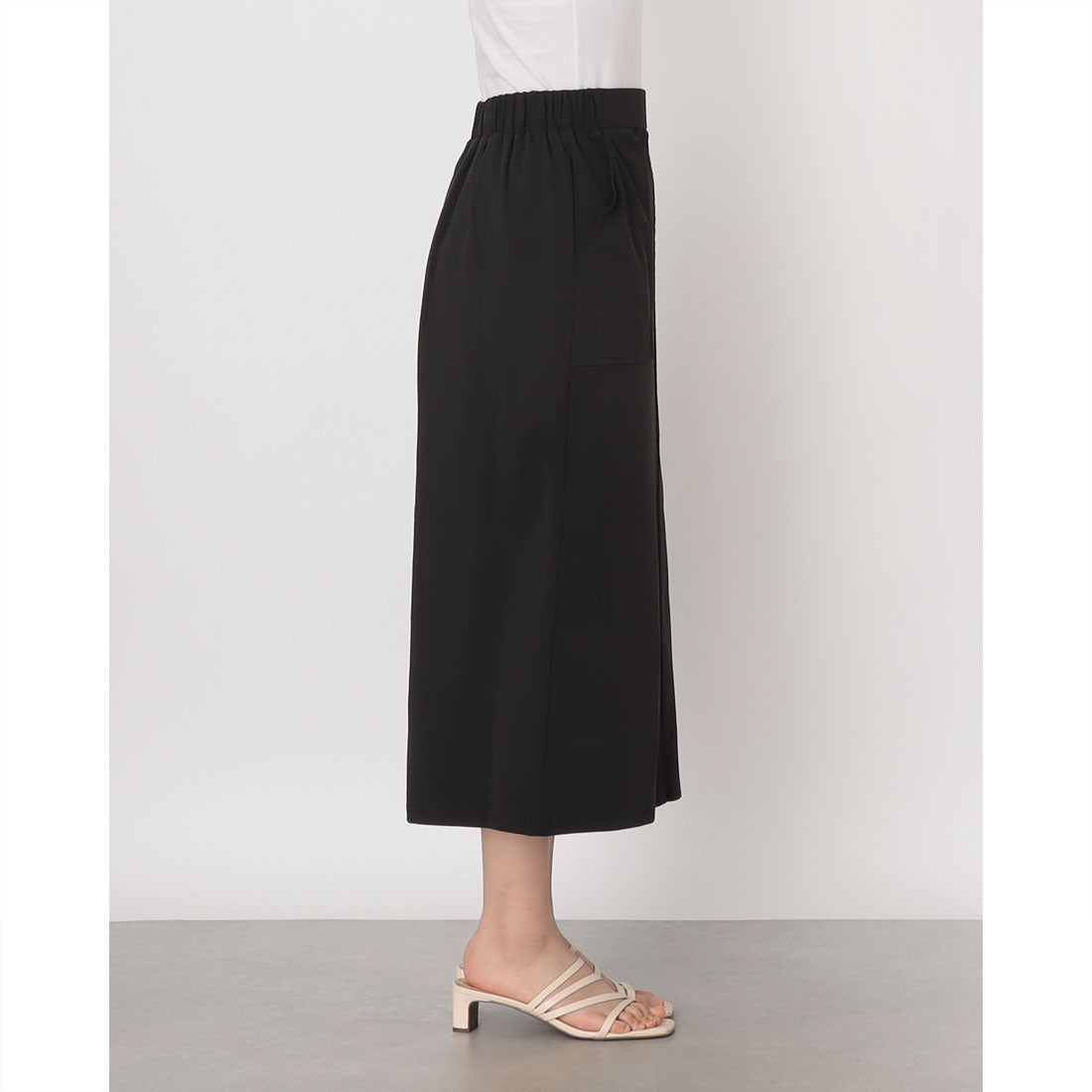 インタープラネット INTERPLANET ジャージーピンタックナロースカート （ブラック） ブラック