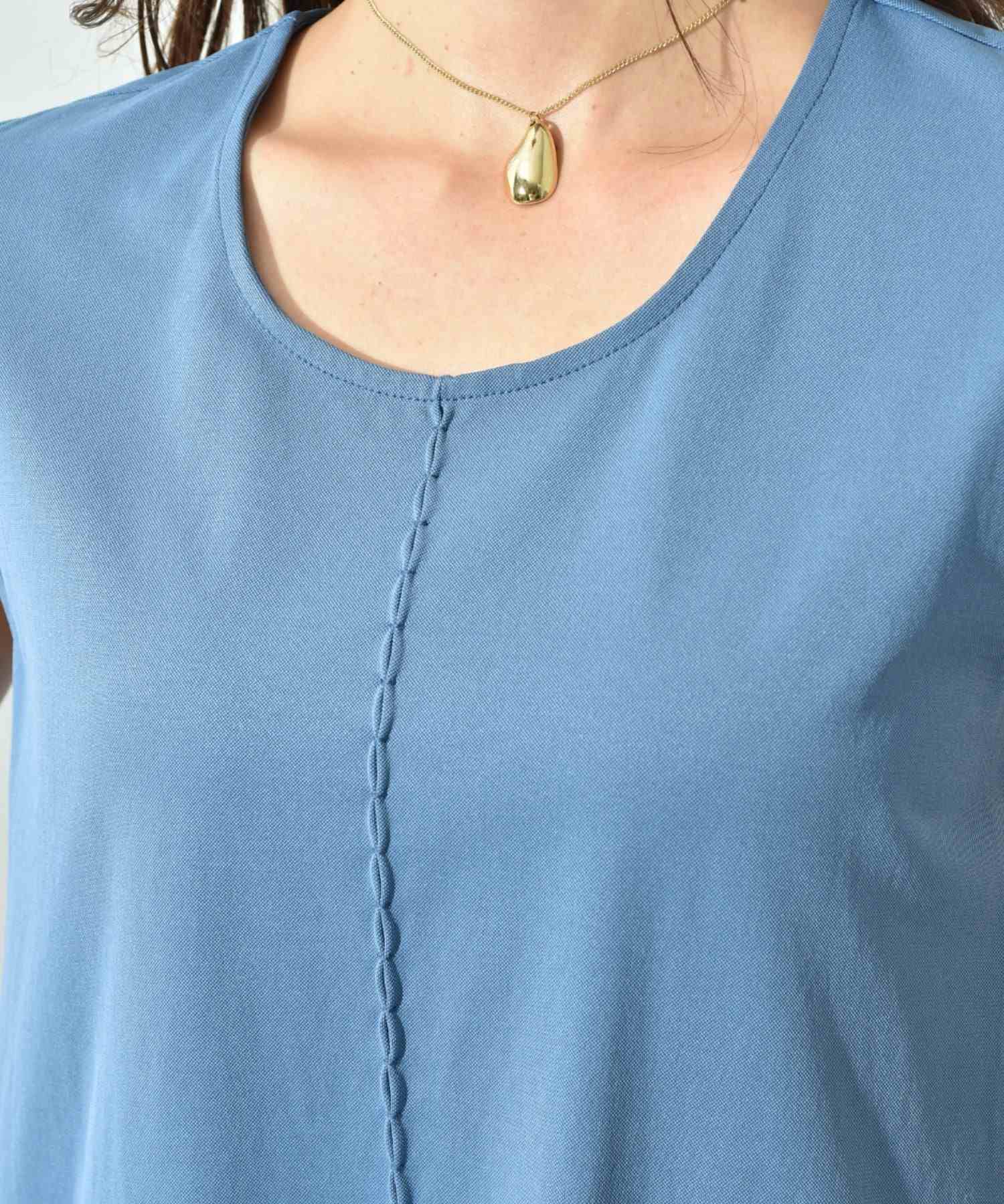 インタープラネット INTERPLANET ジャージーピンタックノースリワンピース （ブルー） ブルー