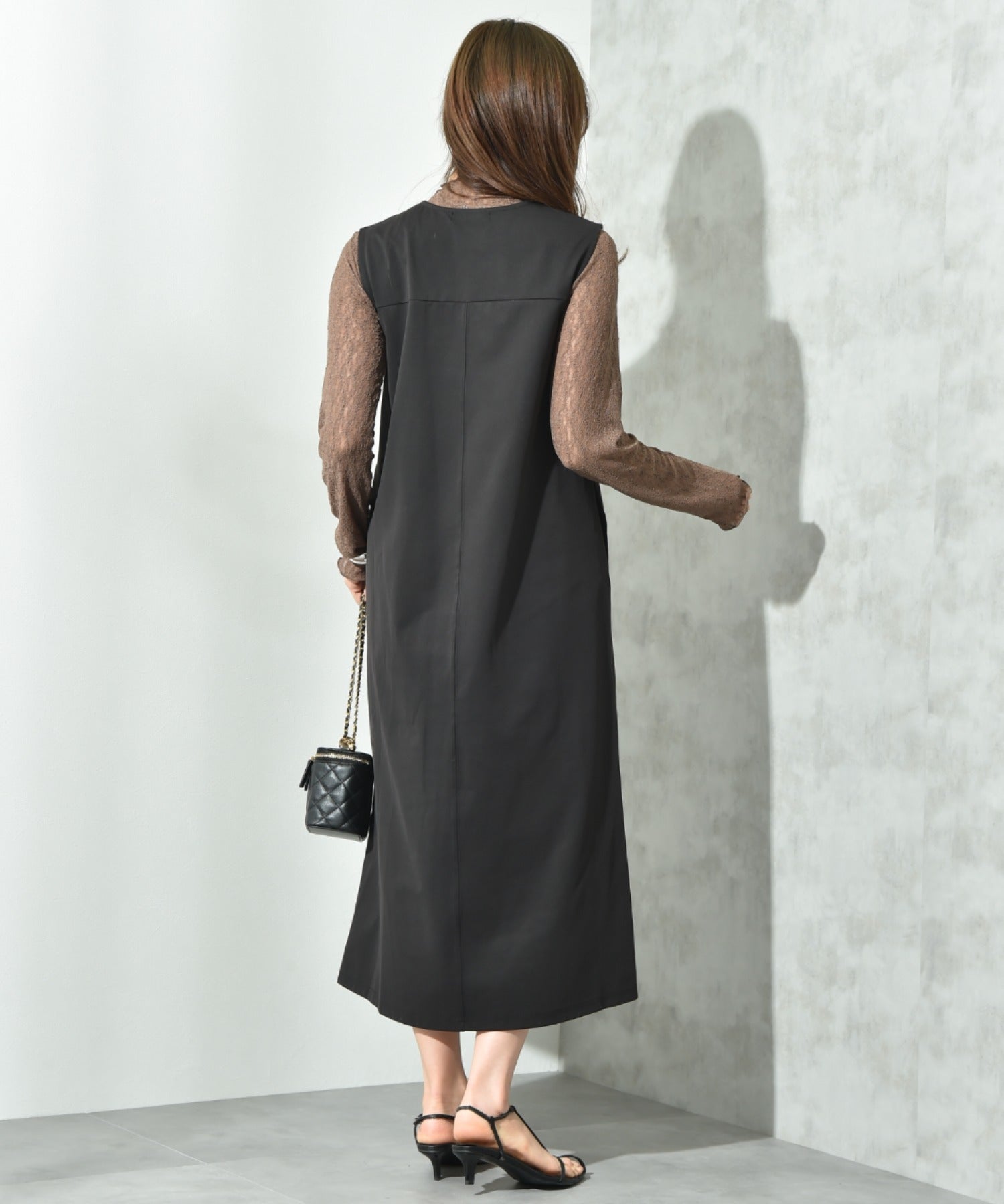 インタープラネット INTERPLANET ジャージーピンタックノースリワンピース （ブルー） ブルー