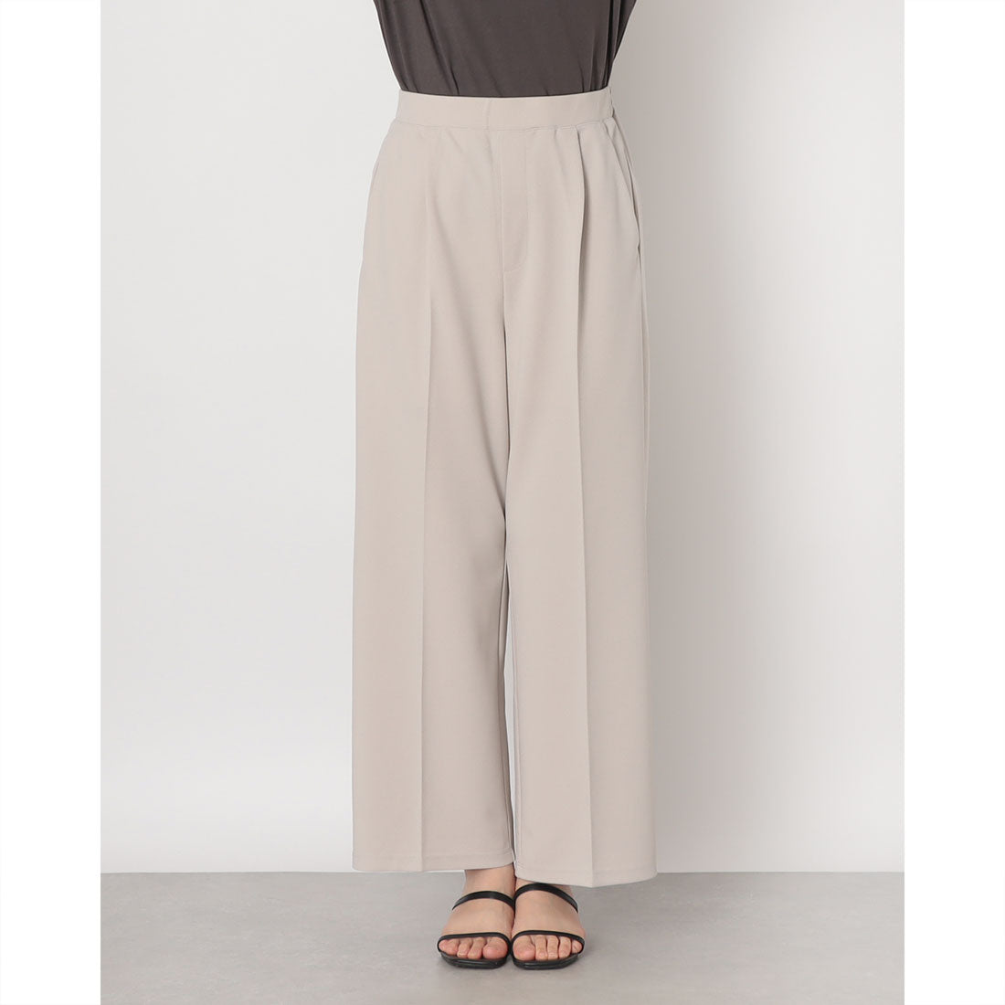 インタープラネット INTERPLANET カットジョーゼットイージーストレートパンツ （ライトベージュ） ライトベージュ