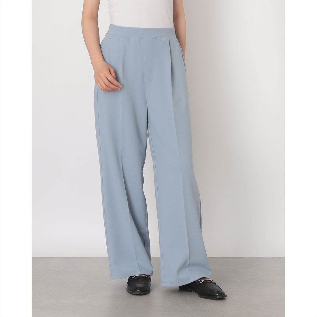 インタープラネット INTERPLANET カットジョーゼットイージーストレートパンツ （サックス） サックス