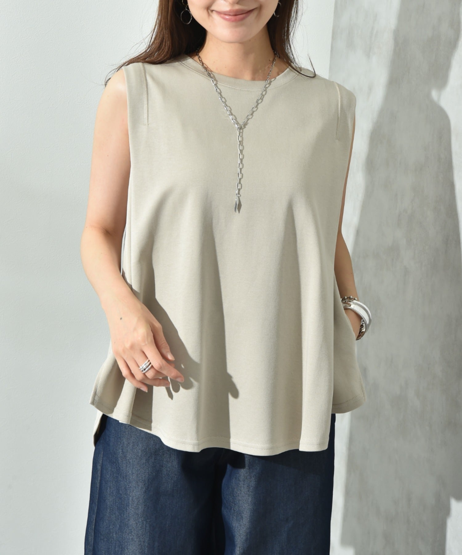 インタープラネット INTERPLANET 【接触冷感】パネル切替ノースリプルオーバー （グレージュ） グレージュ