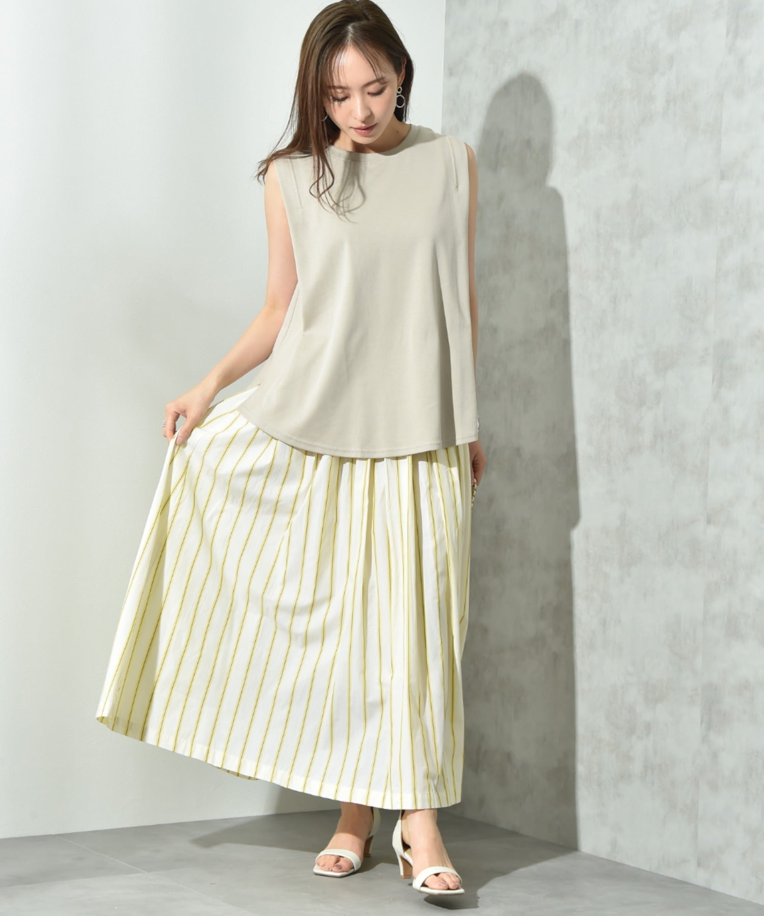 インタープラネット INTERPLANET 【接触冷感】パネル切替ノースリプルオーバー （グレージュ） グレージュ